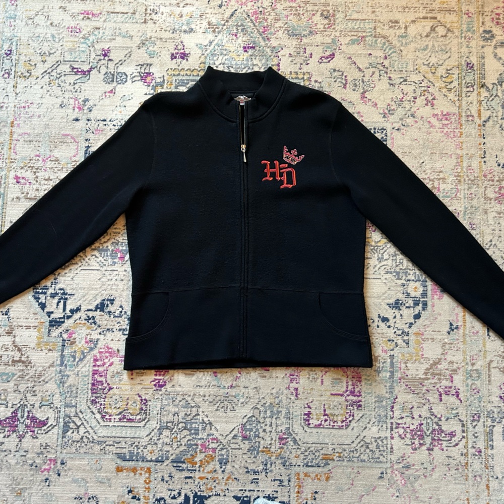 Woman’s Harley Davidson Wool Zip up Jacket with Embroidered logo Size XL